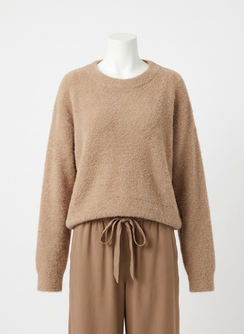 NEW SPLENDID fallon fuzzy crewneck sweater in macchiato